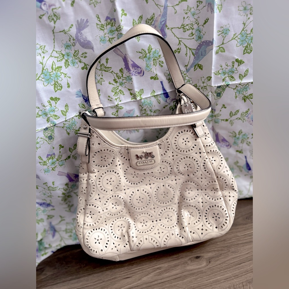 Coach Laser Cut Parchment Maggie Bag